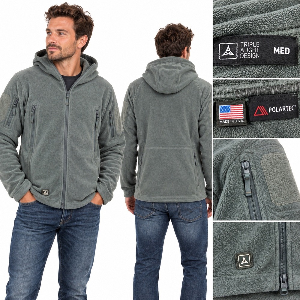 Triple Aught Design Ranger Hoodie Men Medium Gray Green Tactical Polartec Fleece